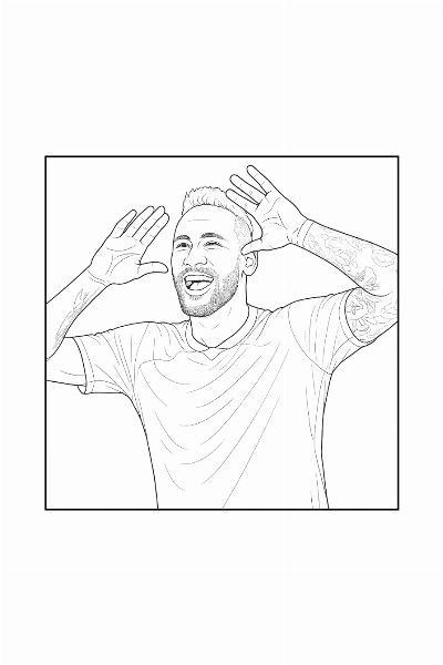 Desenho de Neymar Celebrando para Colorir